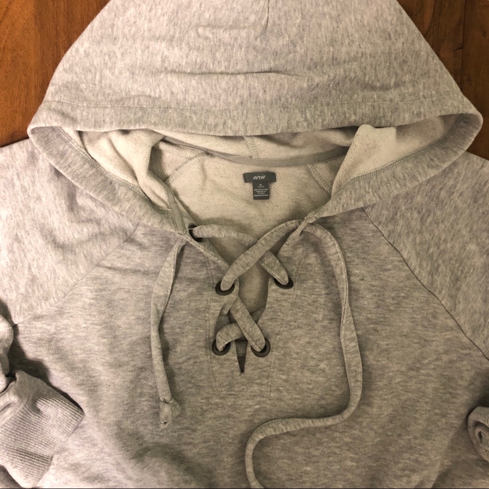 Aerie Tie Up Crop Hoodie - Picture 3 of 5